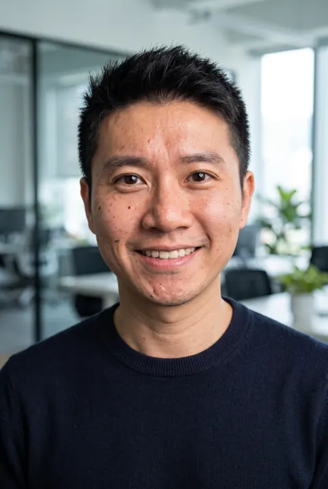 Example AI headshot, Startup Founder style (AI-generated person)